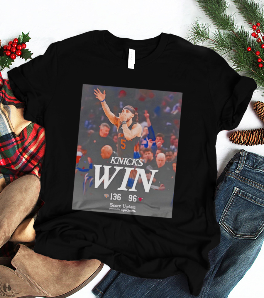 Knicks Win Jalen Brunson Celebration 136 96 Over Chicago Bulls T-Shirt