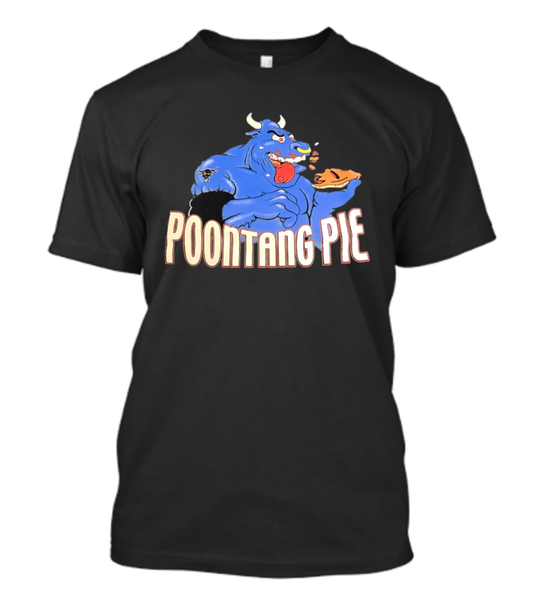 Poontang Pie Bull Eating Slice With Small Wrestler Tattoo T-Shirt