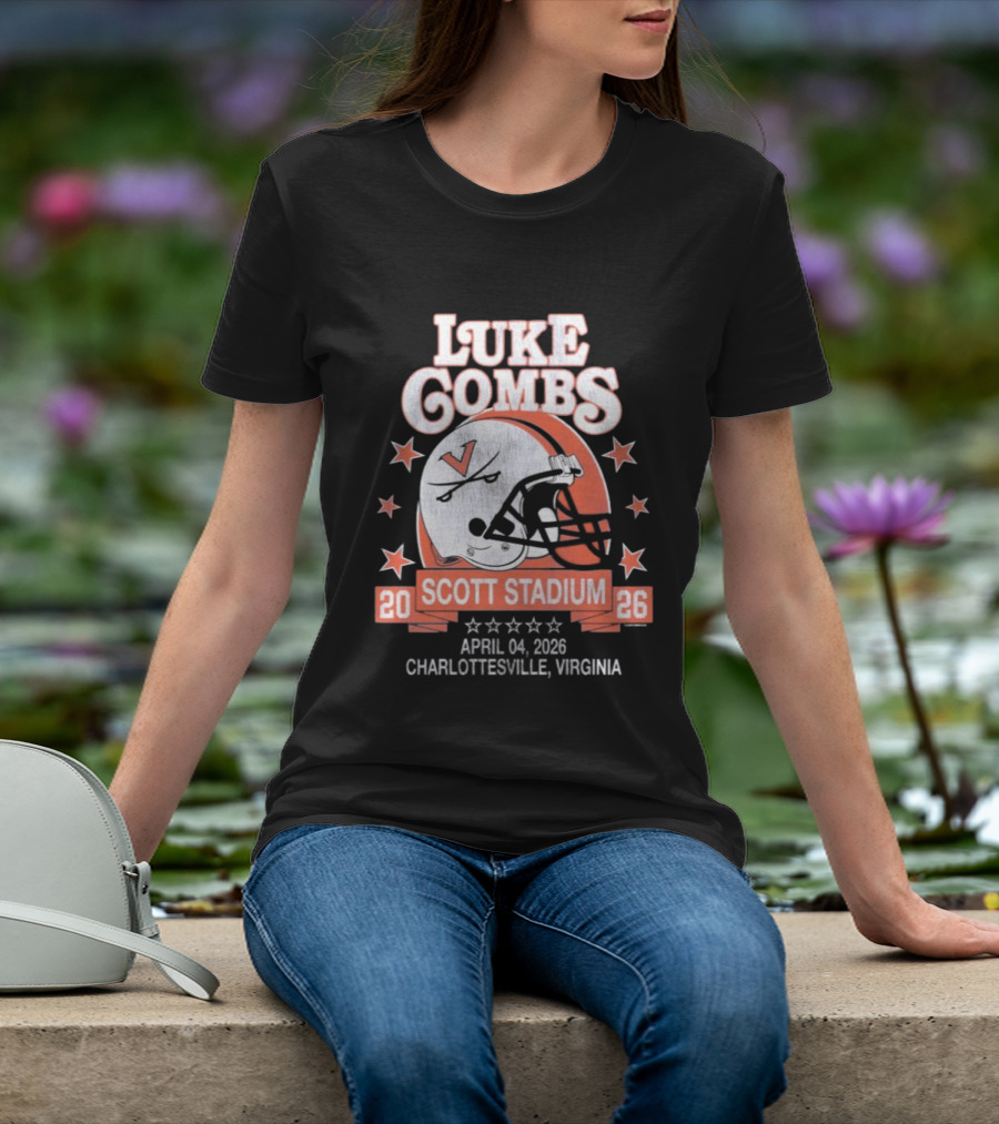 Luke Combs 2026 Scott Stadium Charlottesville Virginia April 04 Event With Helmet Stars T-Shirt
