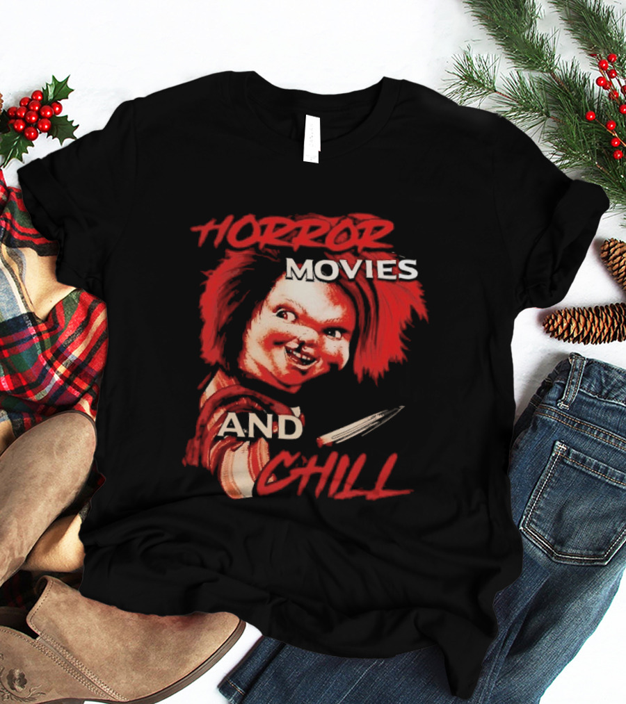 Chucky Horror Movies And Chill Knife Wielding Doll T-Shirt