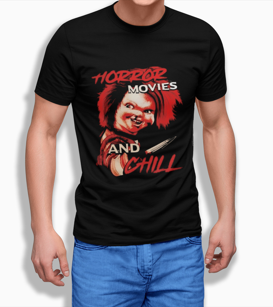 Chucky Horror Movies And Chill Knife Wielding Doll T-Shirt