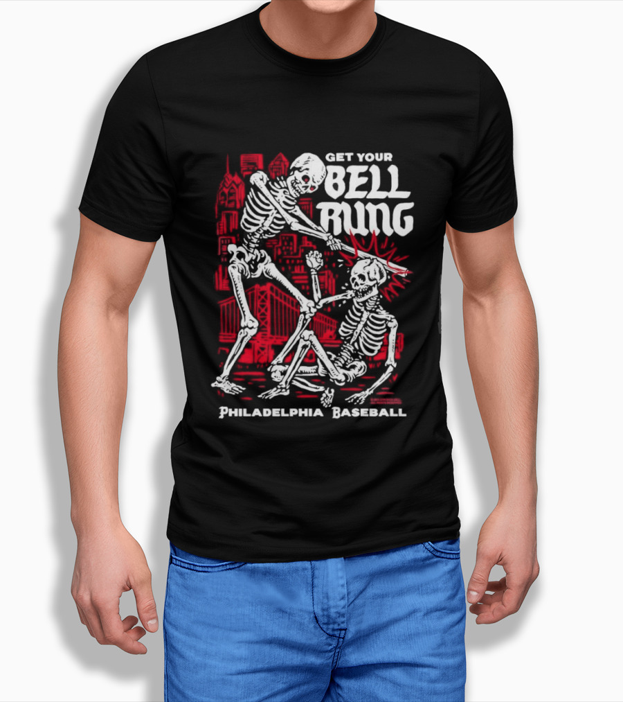 Get Your Bell Rung Philadelphia Baseball Skeleton T-Shirt