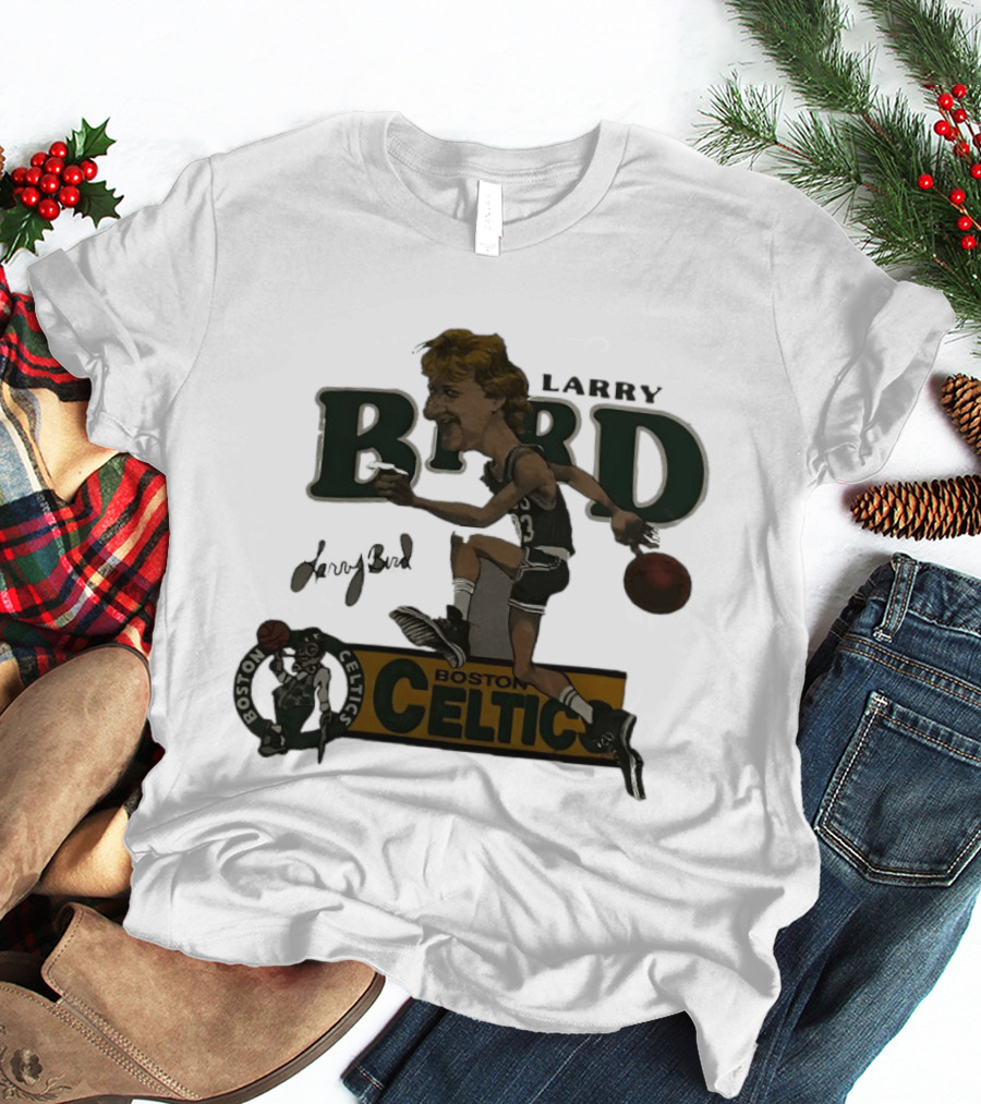 Larry Bird Boston Celtics Caricature Basketball Legends T-Shirt