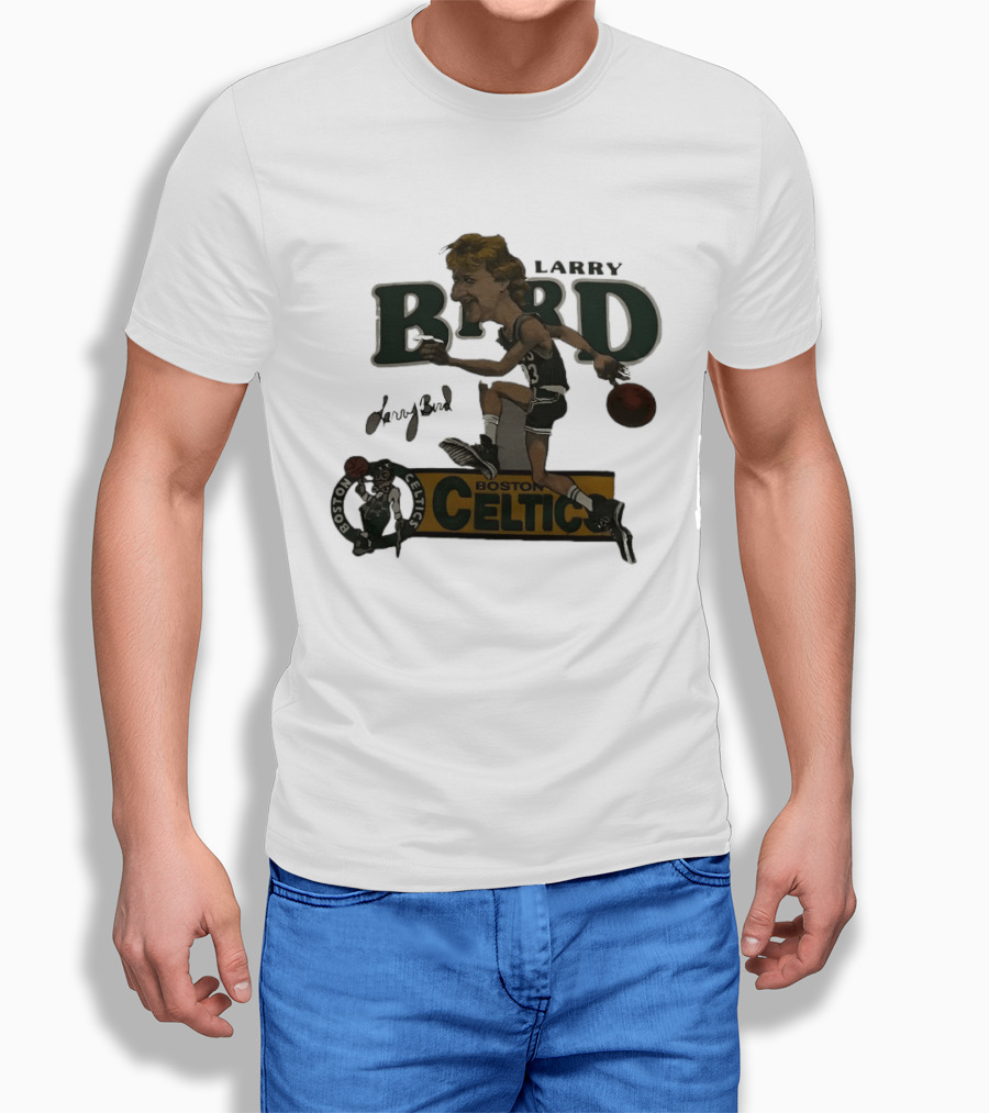 Larry Bird Boston Celtics Caricature Basketball Legends T-Shirt