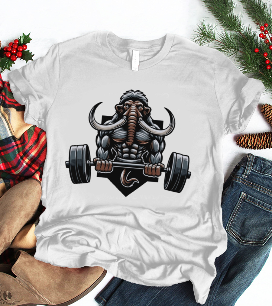 Elephant Weight Lifting Body Builder Mammoth Muscles Strength Fitness T-Shirt