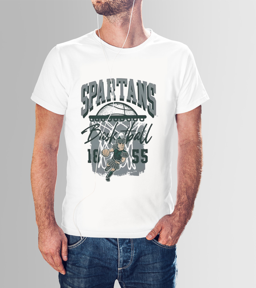 Spartans Basketball 1855 Character Slam Dunk T-Shirt