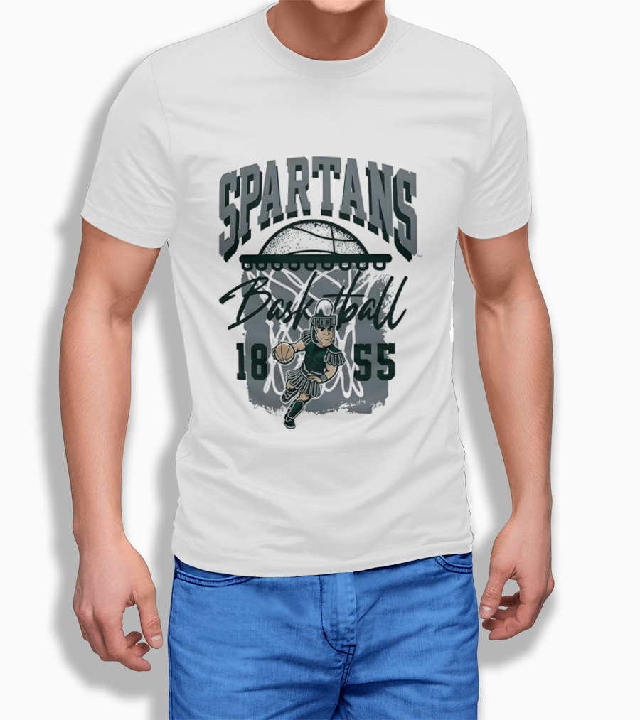 Spartans Basketball 1855 Character Slam Dunk T-Shirt