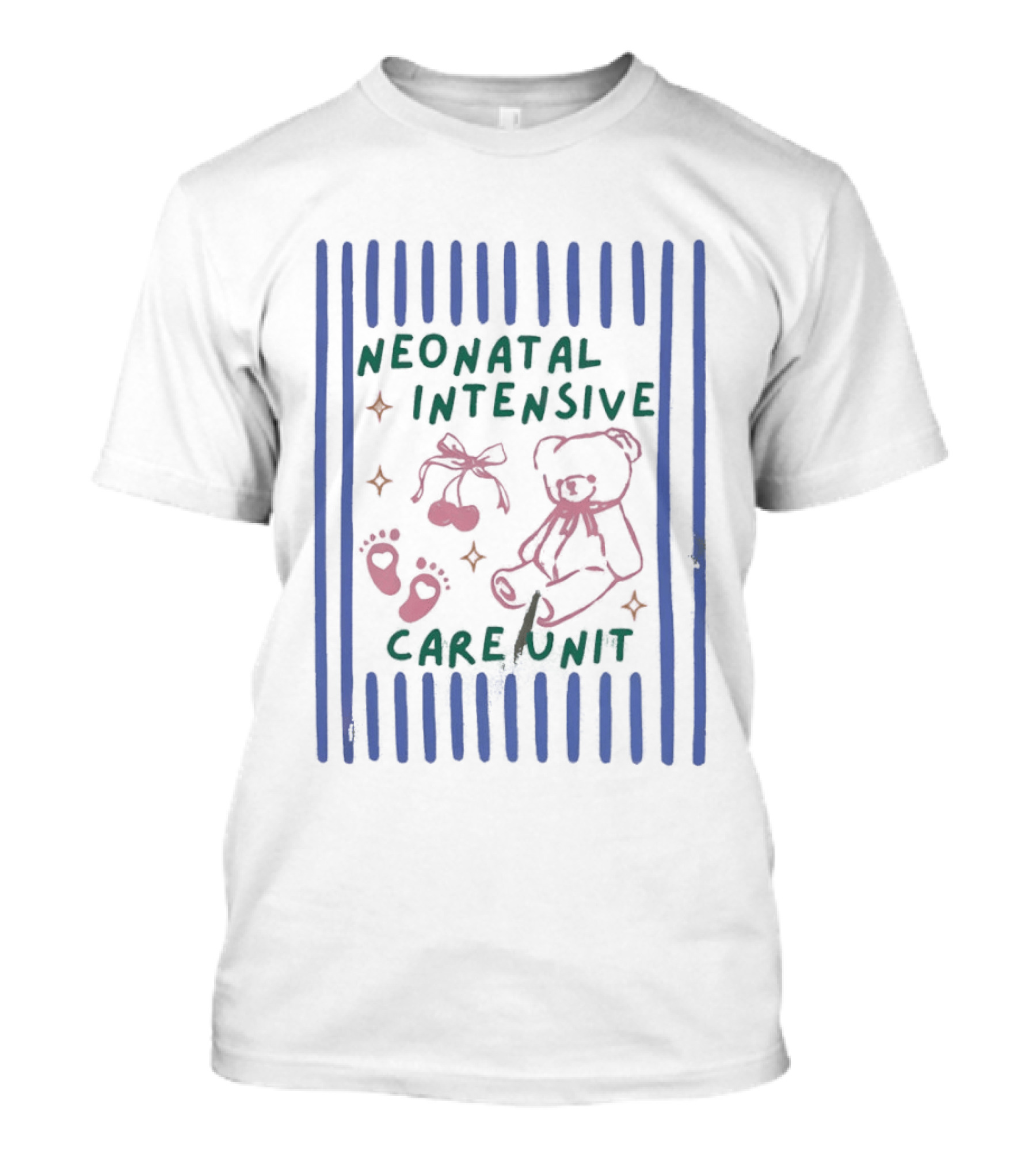 Neonatal Intensive Care Unit Pink Bear And Cherry T-Shirt
