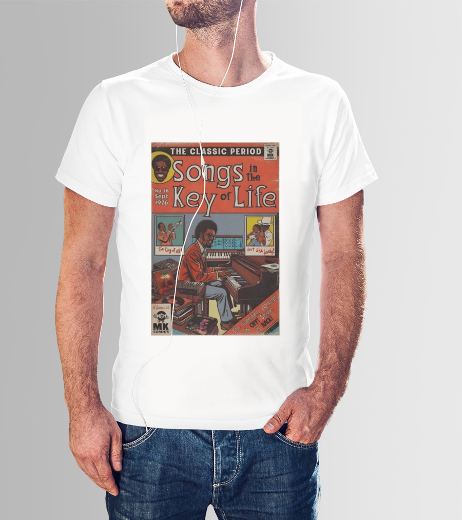 The Classic Period Songs In The Key Of Life Sept 1976 Comic Style Music Legend Iconography T-Shirt