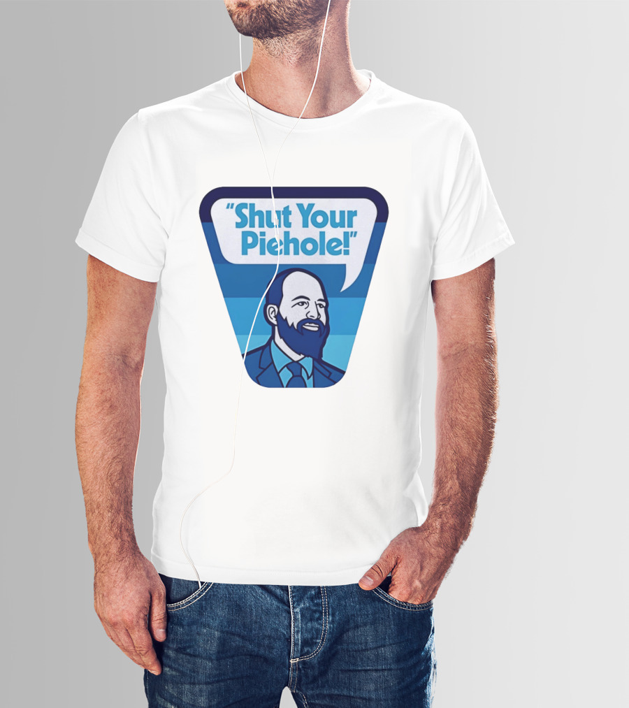 Shut Your Piehole Speech Bubble Blue Suit Beard T-Shirt