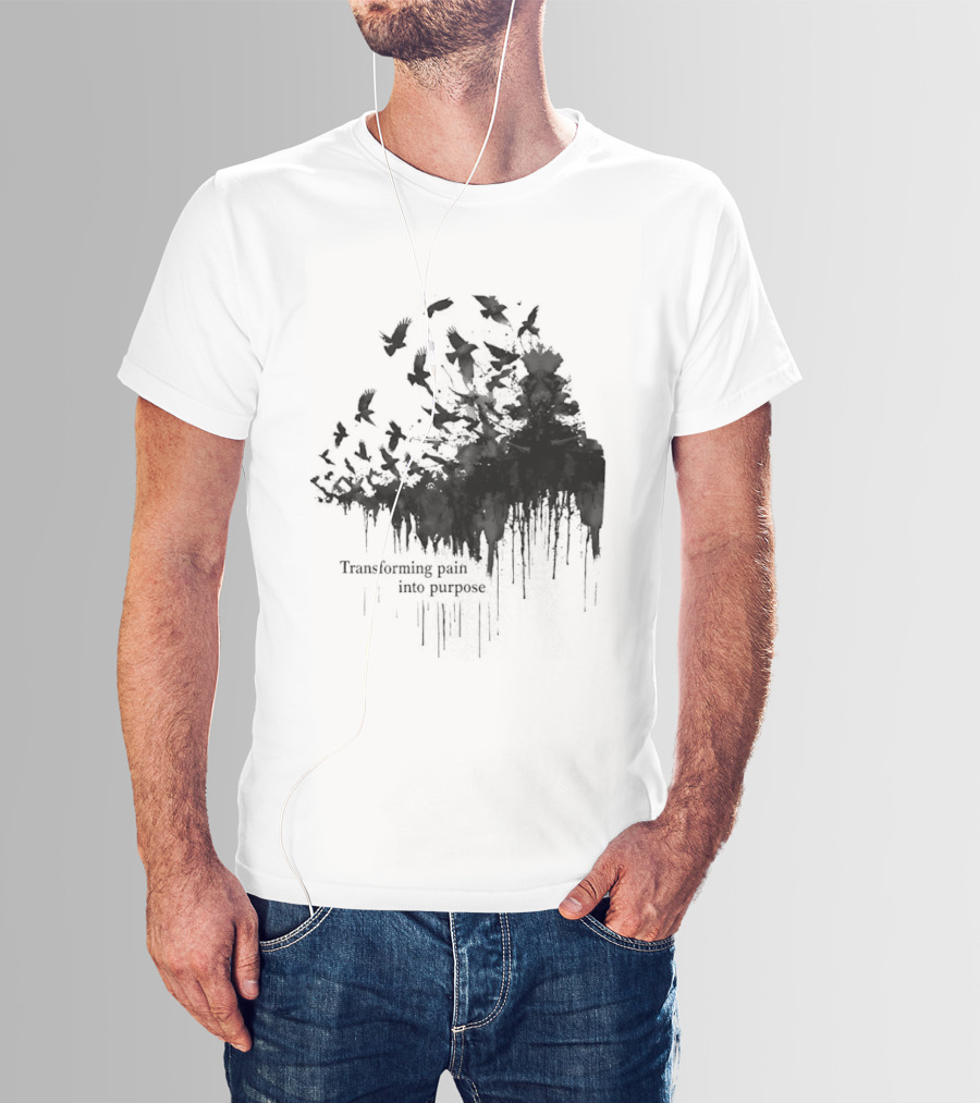 Transforming Pain Into Purpose Motivational Tree Art With Birds In Flight Symbolizing Growth And Healing T-Shirt