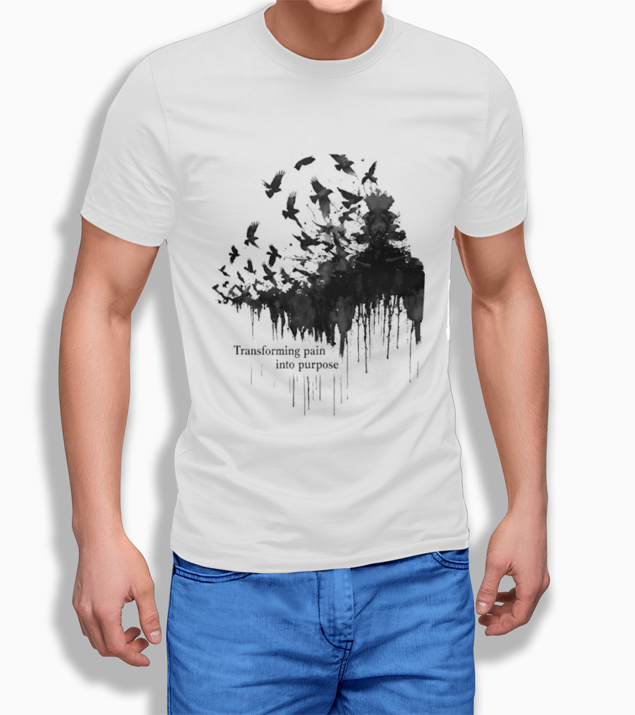 Transforming Pain Into Purpose Motivational Tree Art With Birds In Flight Symbolizing Growth And Healing T-Shirt