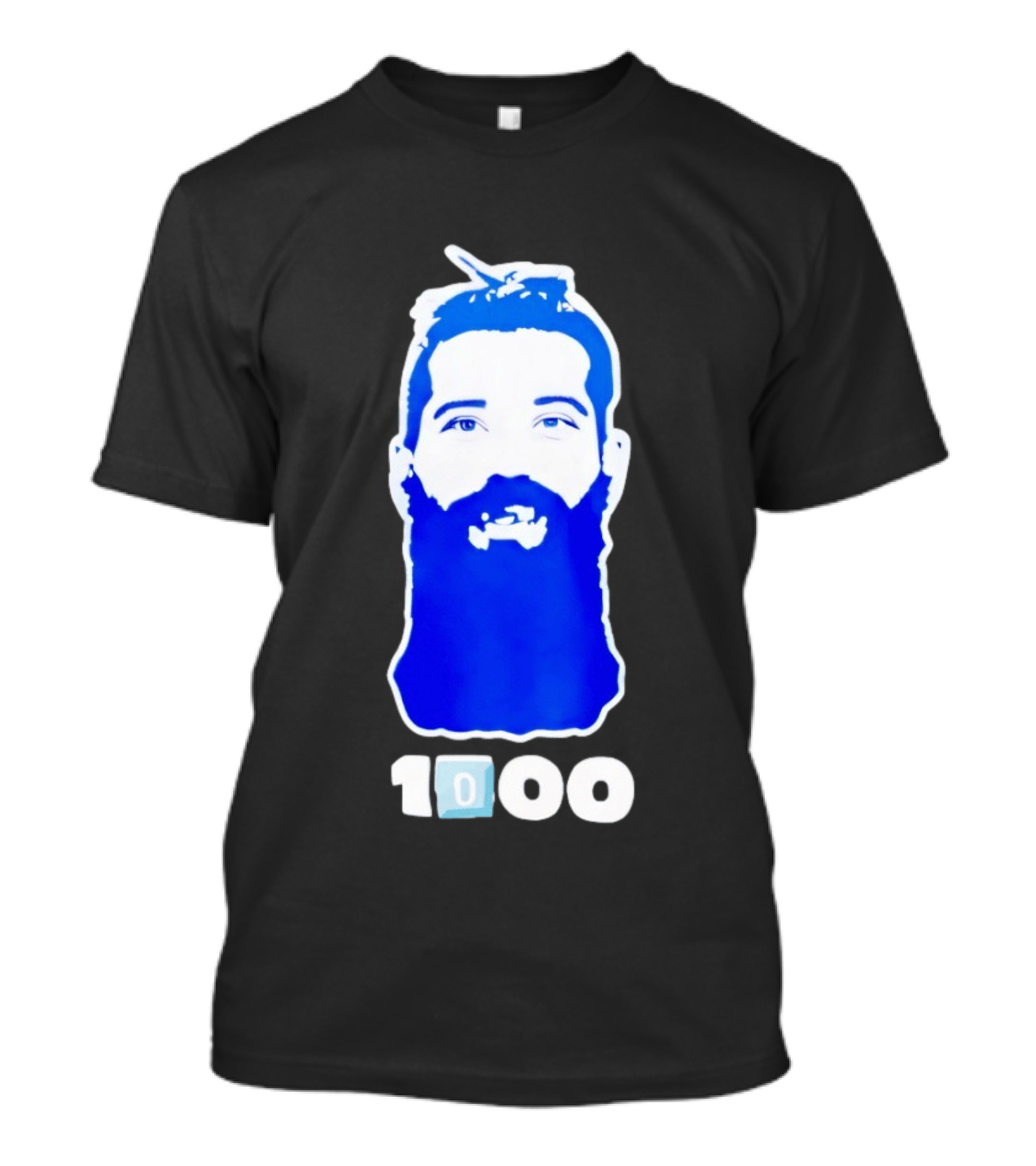 Colorado Avalanche 1000th Milestone Burnzie Blue Beard T-Shirt