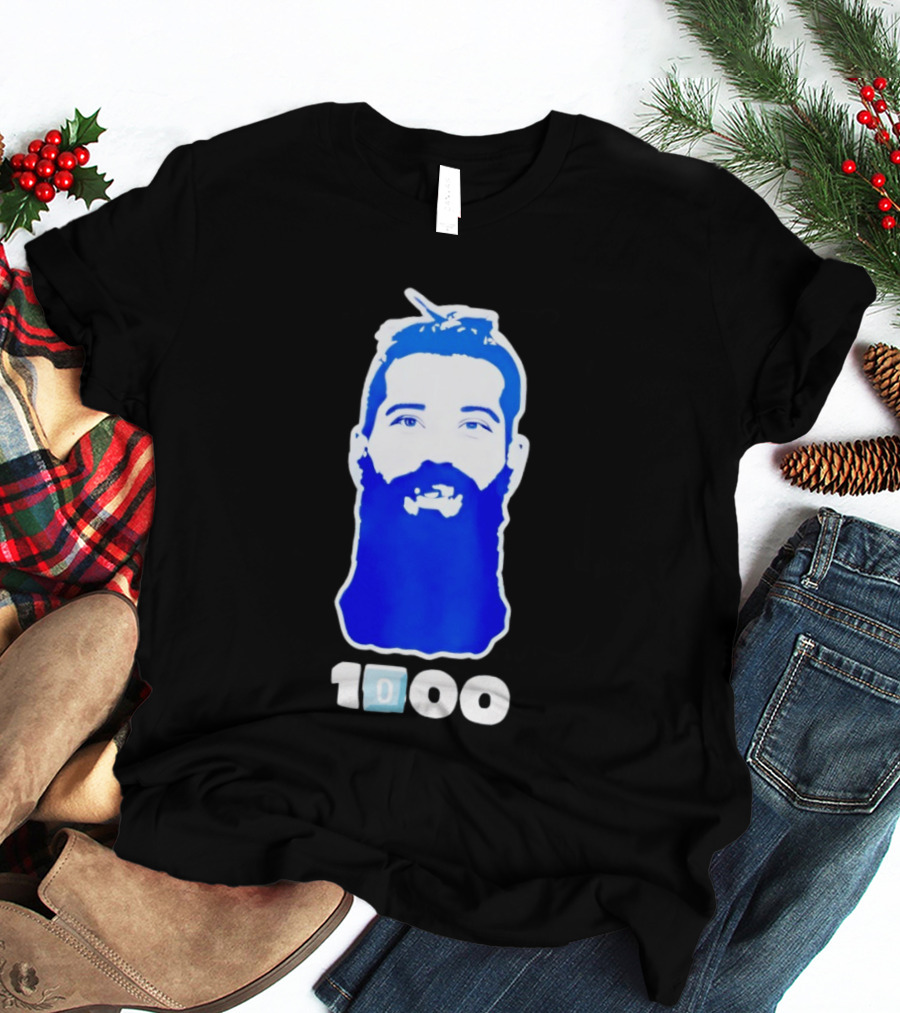 Colorado Avalanche 1000th Milestone Burnzie Blue Beard T-Shirt