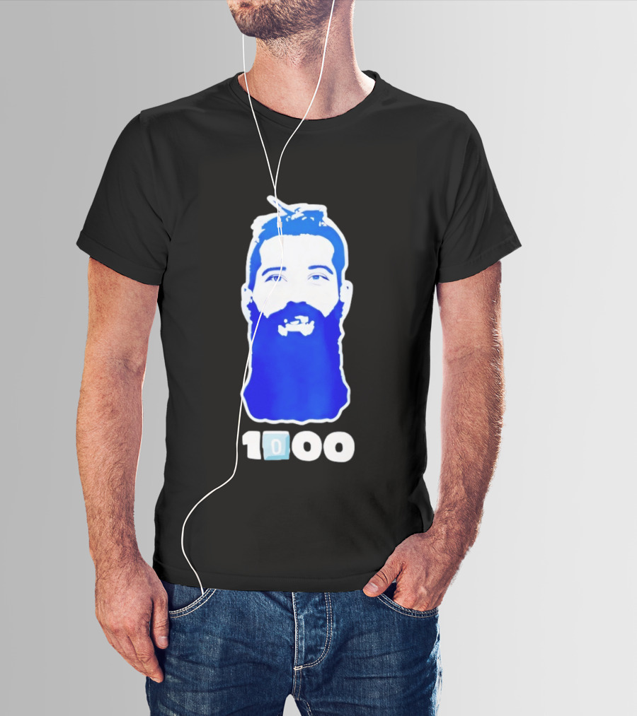 Colorado Avalanche 1000th Milestone Burnzie Blue Beard T-Shirt