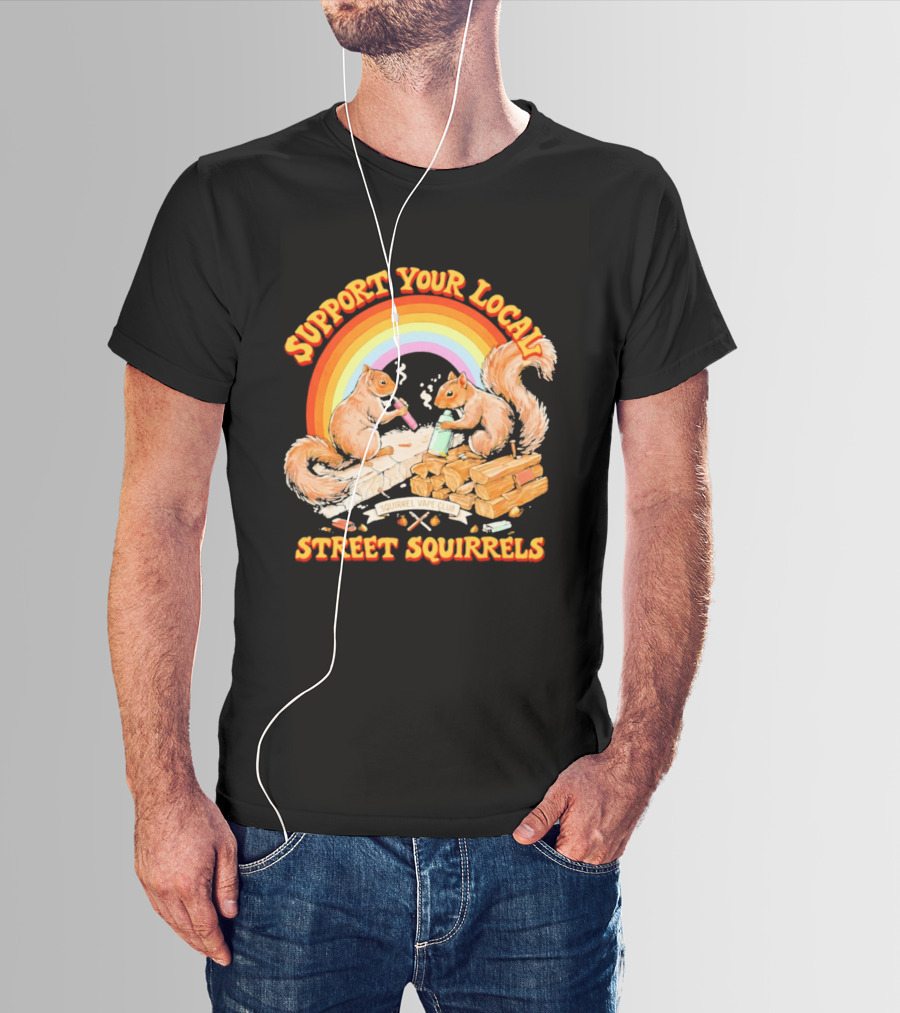 Support Your Local Street Squirrels Rainbow Squirrel Vape Club T-Shirt
