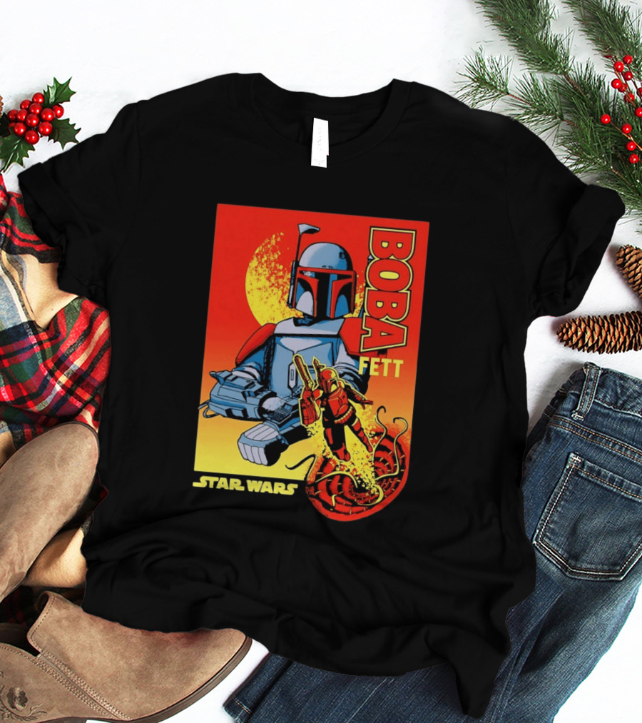 Star Wars Boba Fett Sarlacc Escape Retro Comic T-Shirt