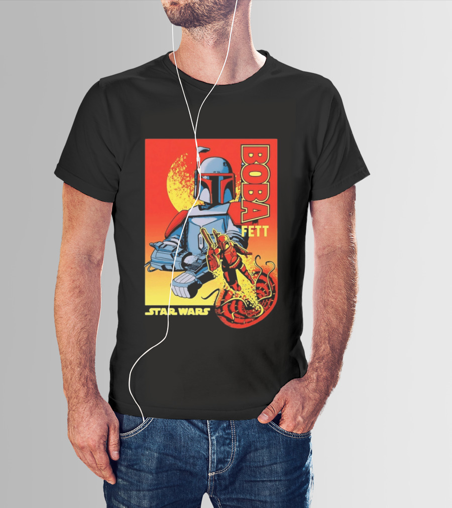 Star Wars Boba Fett Sarlacc Escape Retro Comic T-Shirt