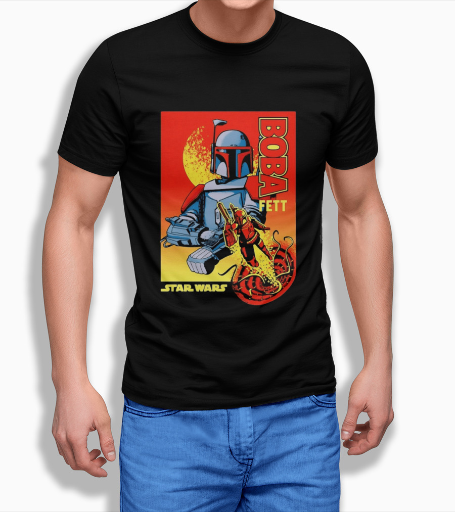 Star Wars Boba Fett Sarlacc Escape Retro Comic T-Shirt