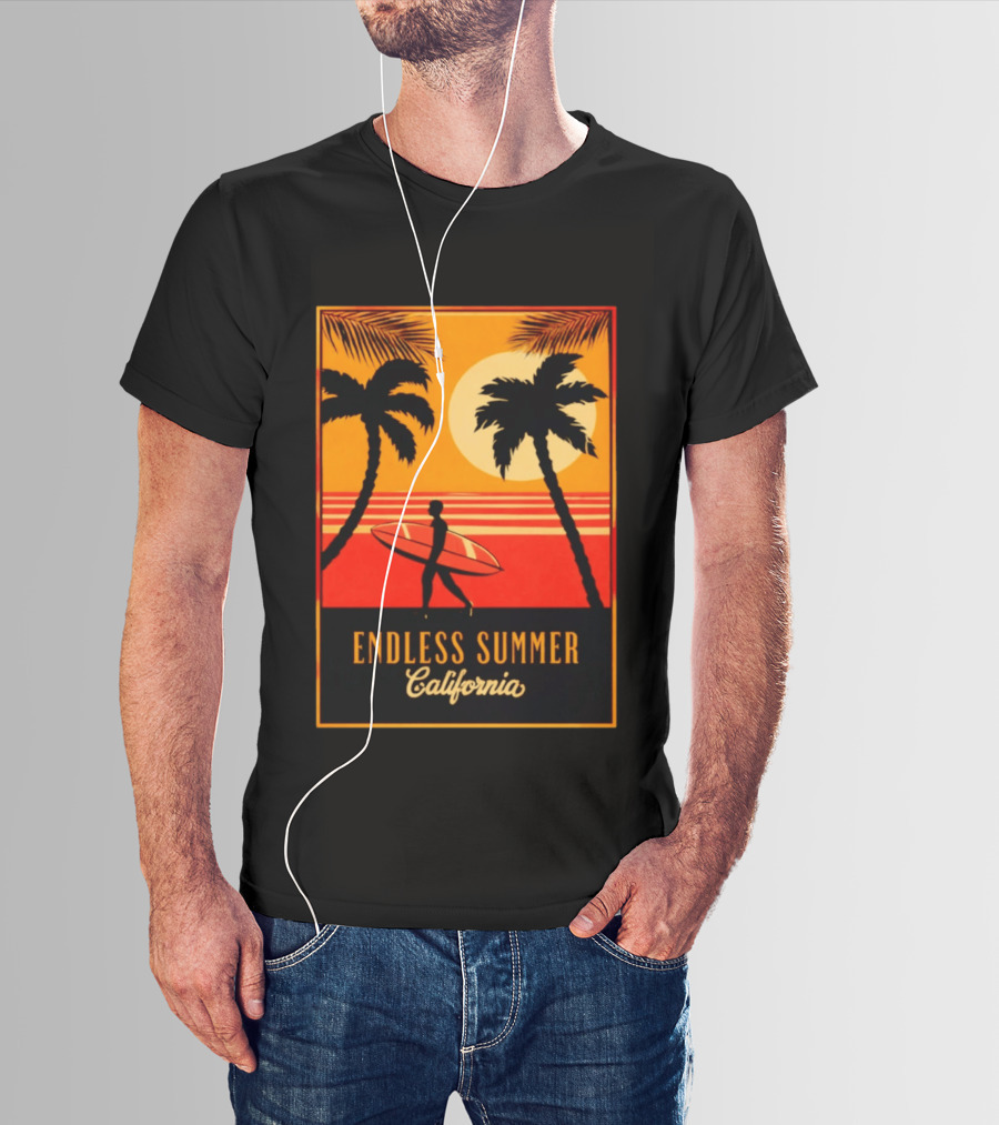 Endless Summer California Sunset Surfer Scene T-Shirt