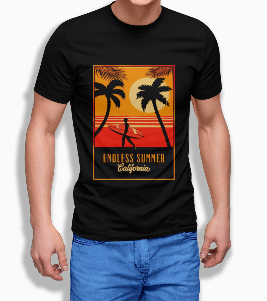 Endless Summer California Sunset Surfer Scene T-Shirt
