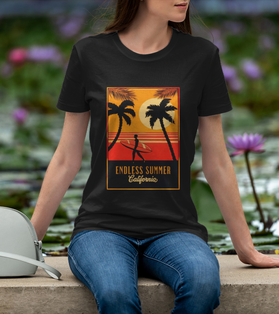 Endless Summer California Sunset Surfer Scene T-Shirt