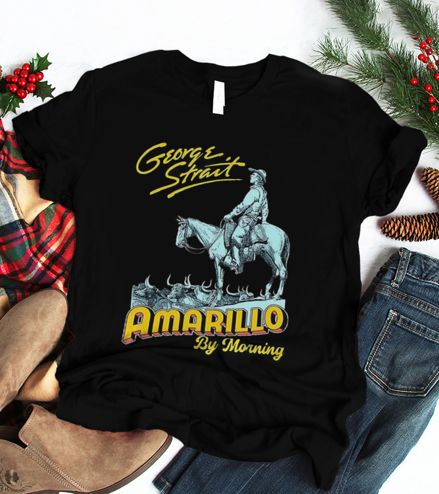 George Strait Amarillo By Morning Cowboy On Horse T-Shirt