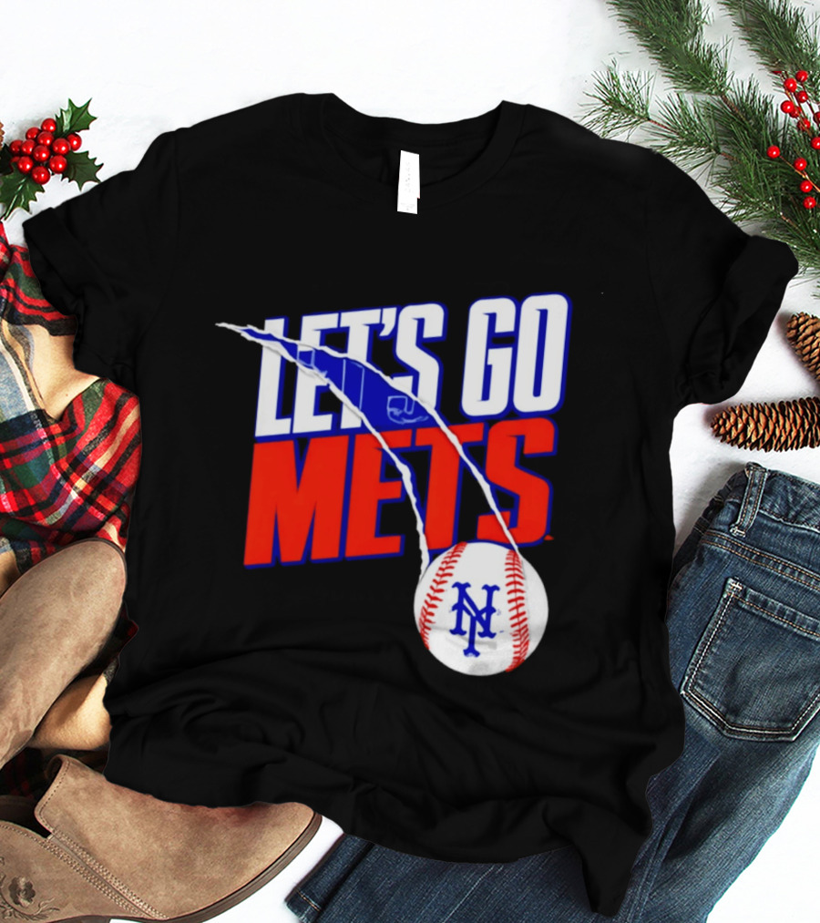 New York Mets Let's Go Mets Baseball Royal Splitter T-Shirt