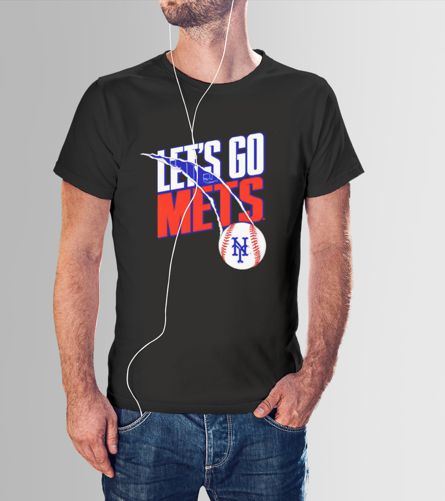 New York Mets Let's Go Mets Baseball Royal Splitter T-Shirt