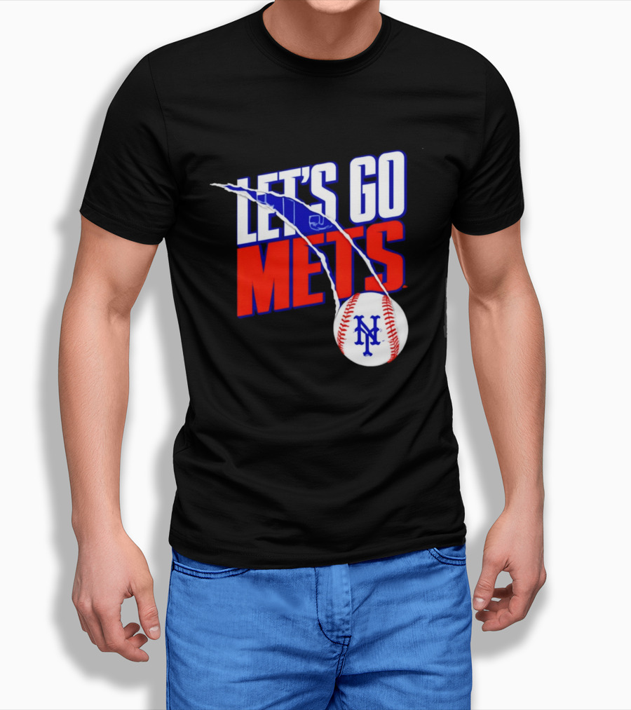 New York Mets Let's Go Mets Baseball Royal Splitter T-Shirt