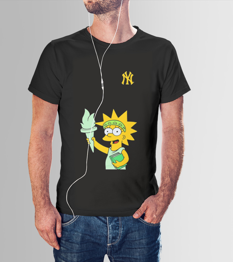 New York Yankees Simpsons Lisa Statue Of Liberty 2026 Iconic Collaboration T-Shirt