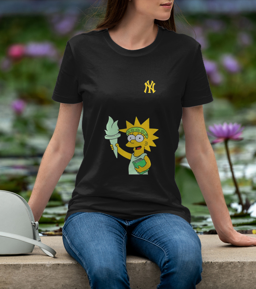 New York Yankees Simpsons Lisa Statue Of Liberty 2026 Iconic Collaboration T-Shirt