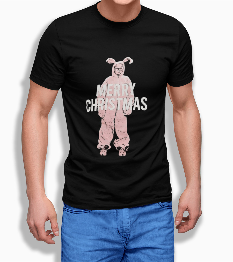 Merry Christmas Ralphie Pink Bunny Costume T-Shirt
