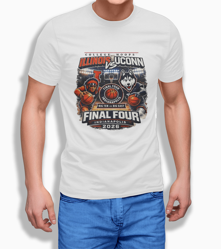 Illinois Fighting Illini Vs UConn Huskies Final Four Indianapolis 2026 Big Ten Vs Big East T-Shirt