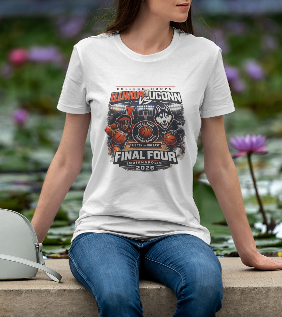 Illinois Fighting Illini Vs UConn Huskies Final Four Indianapolis 2026 Big Ten Vs Big East T-Shirt