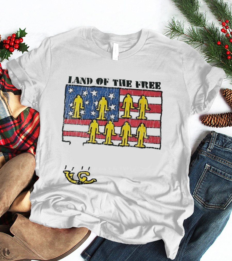 Land Of The Free USA Flag With Yellow Figures And Stars T-Shirt