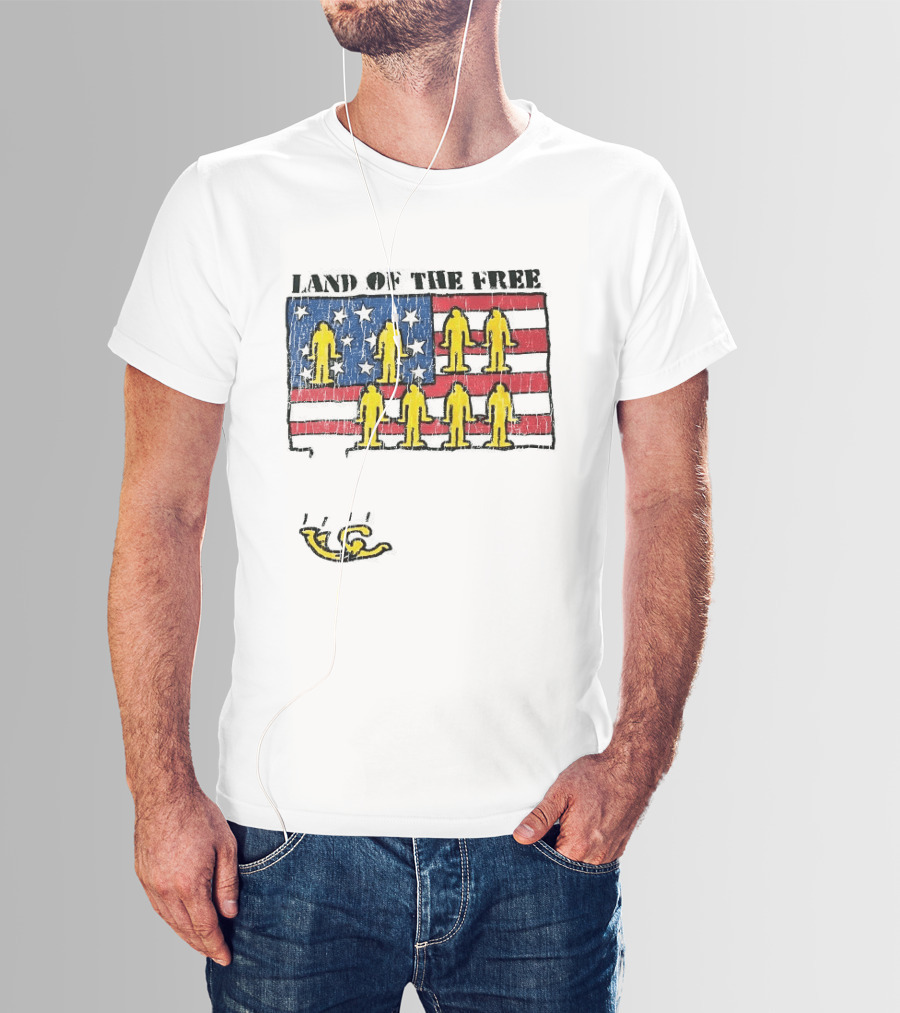 Land Of The Free USA Flag With Yellow Figures And Stars T-Shirt
