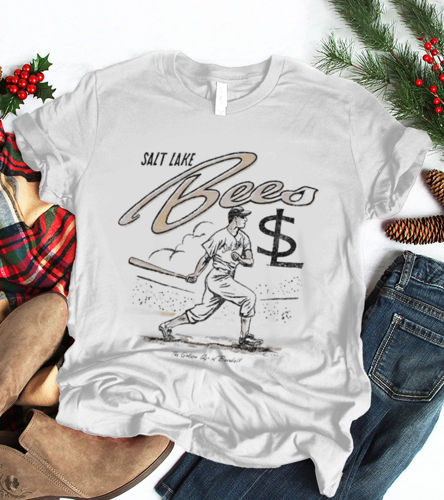 Salt Lake Bees Golden Age Batter Historic Baseball Image T-Shirt