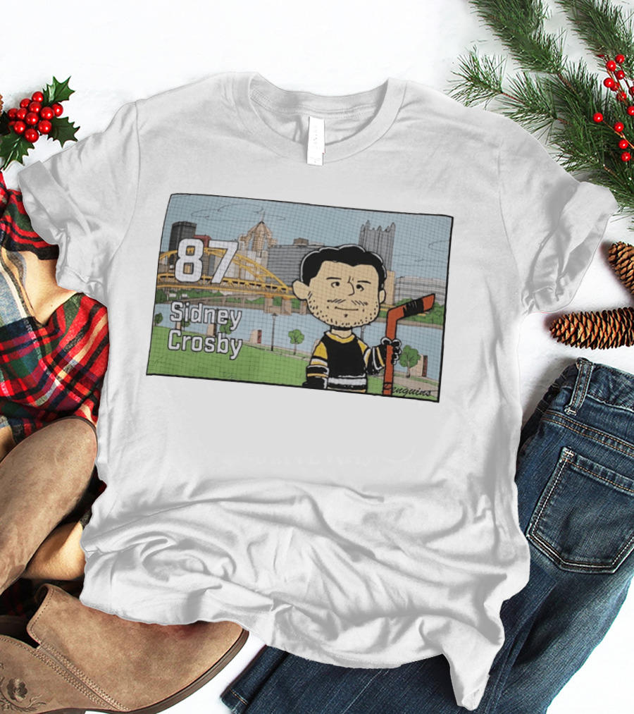 Sidney Crosby 87 Pittsburgh Penguins Hockey Peanuts Charlie Brown T-Shirt