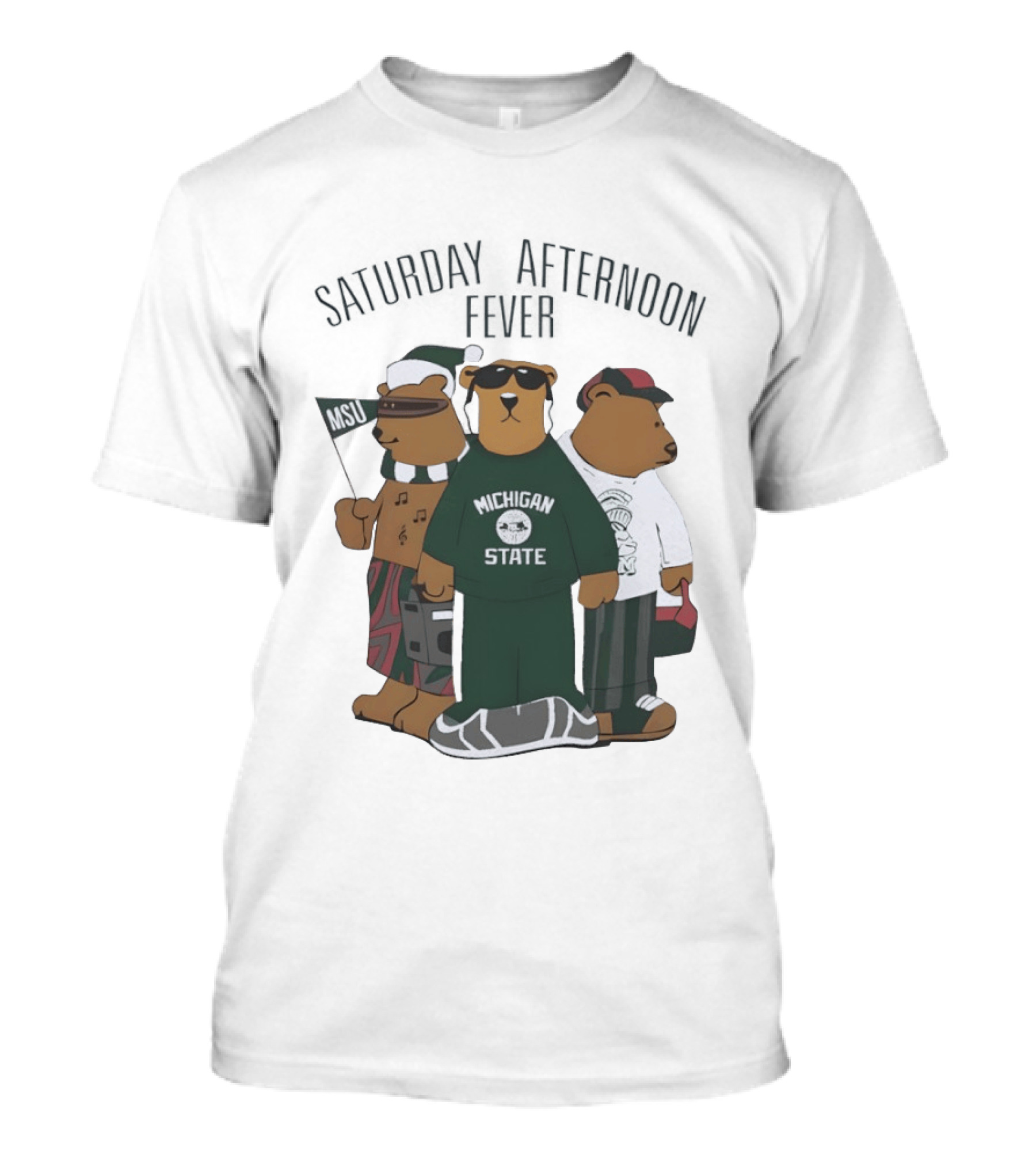 Michigan State Spartans Three Bears Saturday Afternoon Fever MSU T-Shirt