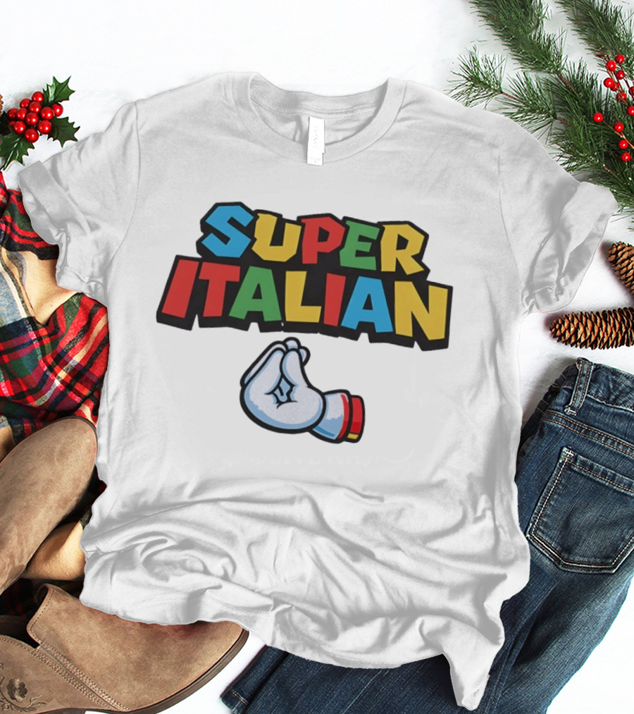 Super Italian Hand Gesture Colorful Letters T-Shirt