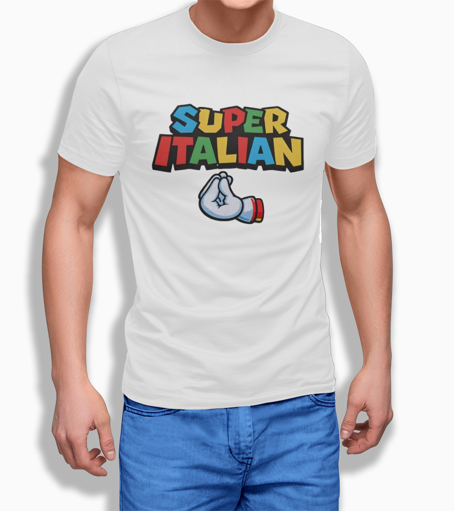 Super Italian Hand Gesture Colorful Letters T-Shirt