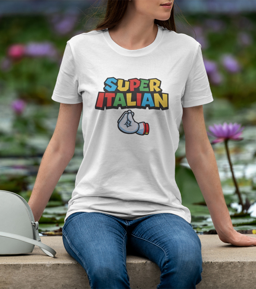 Super Italian Hand Gesture Colorful Letters T-Shirt