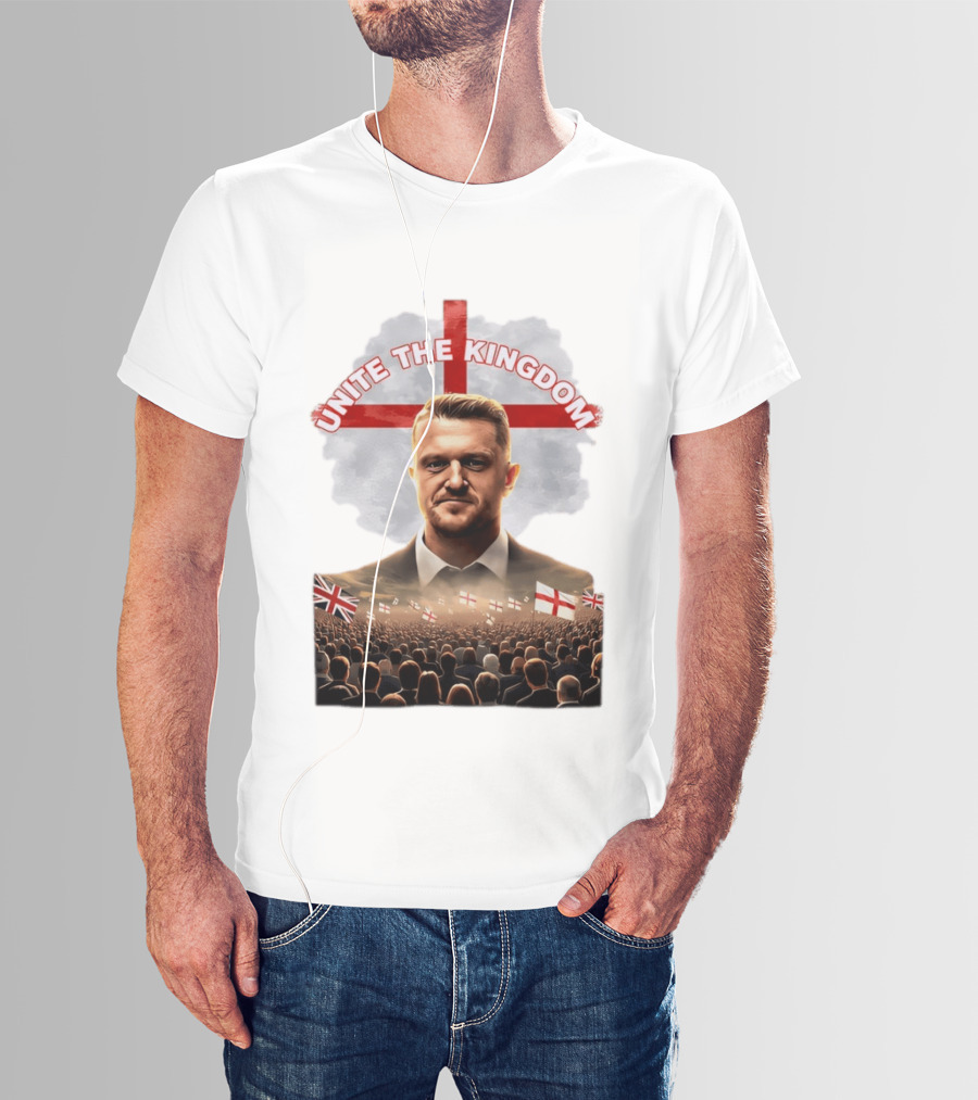 Unite The Kingdom Tommy Robinson England Flag Crowd T-Shirt