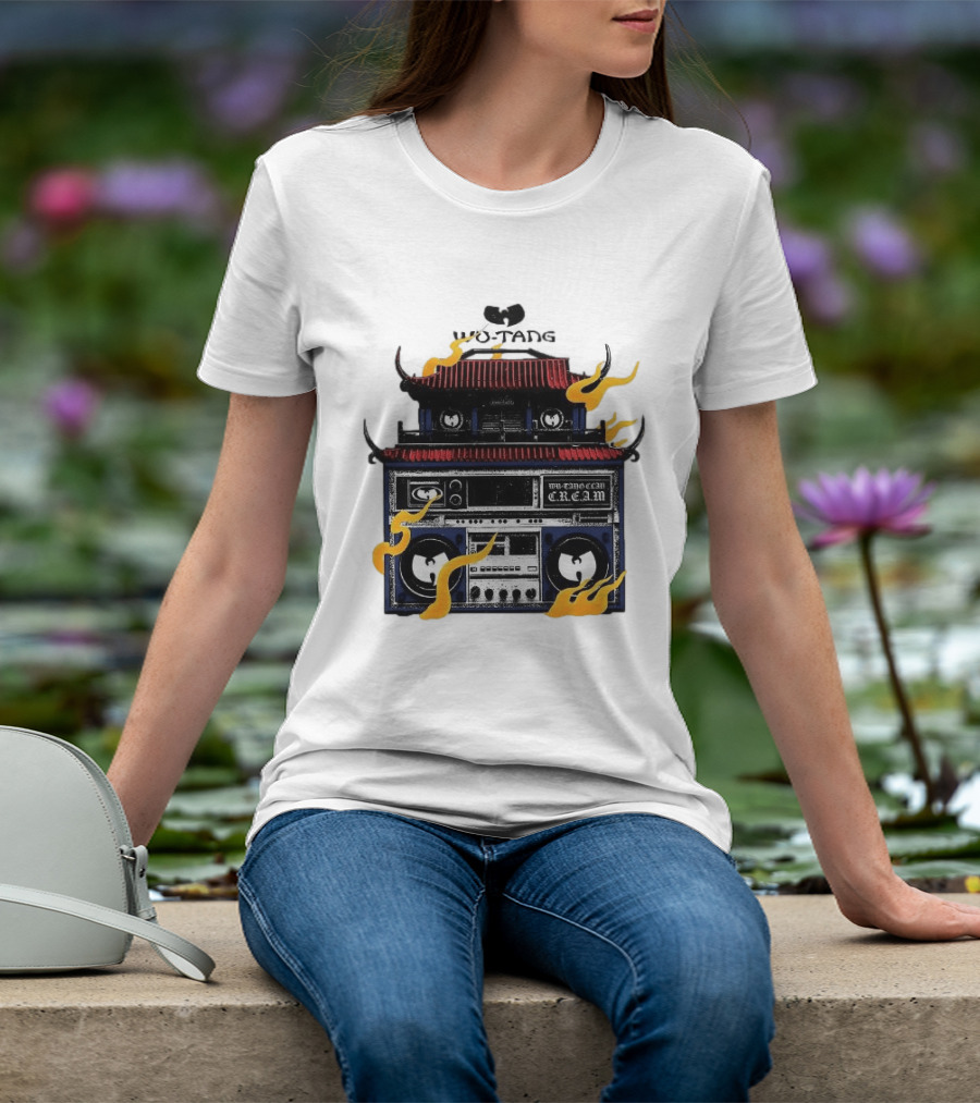 Wu Tang PRNT Boombox C.R.E.A.M. Flames Chinese Temple Style Audio T-Shirt