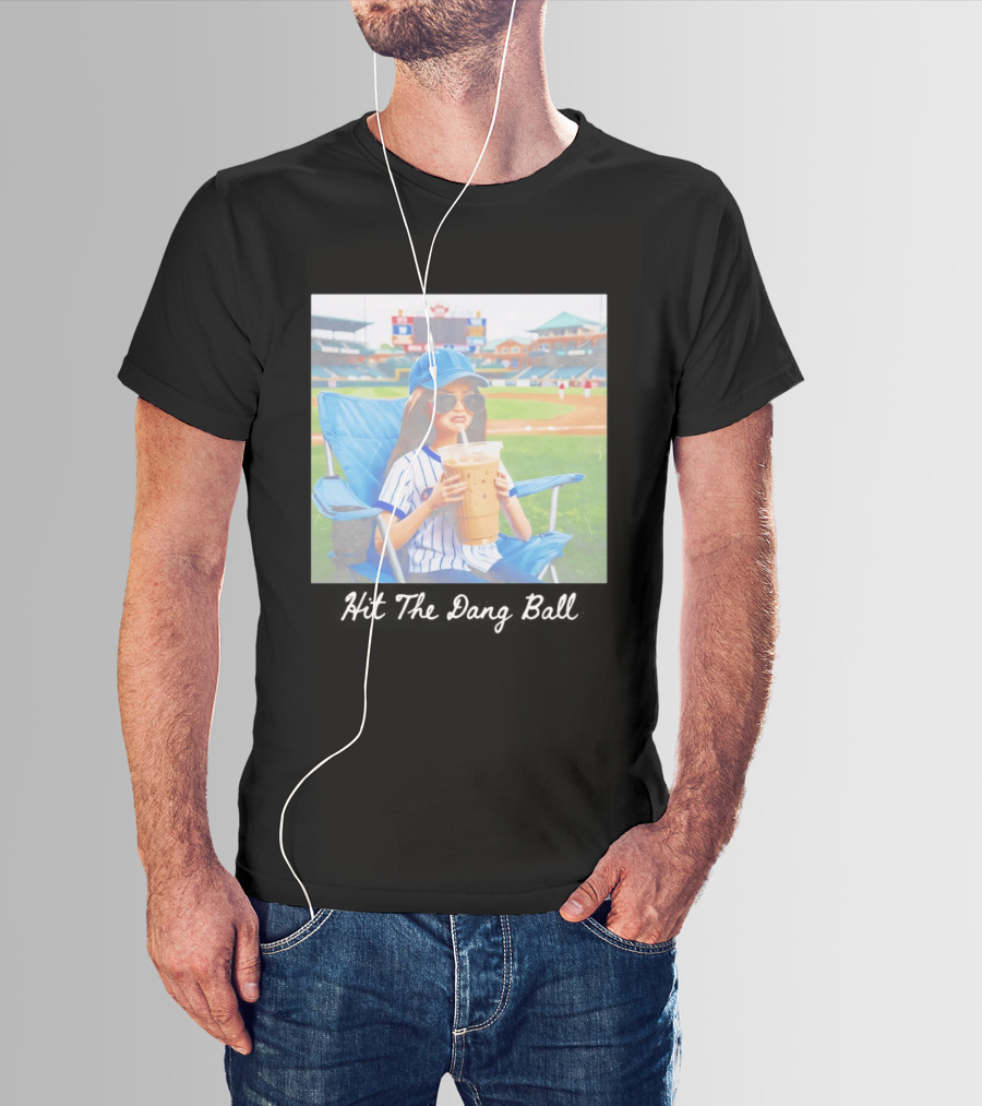 Barbie Ballfield Dark Hit The Dang Ball Baseball Stadium Scene With Player And Large Drink T-Shirt