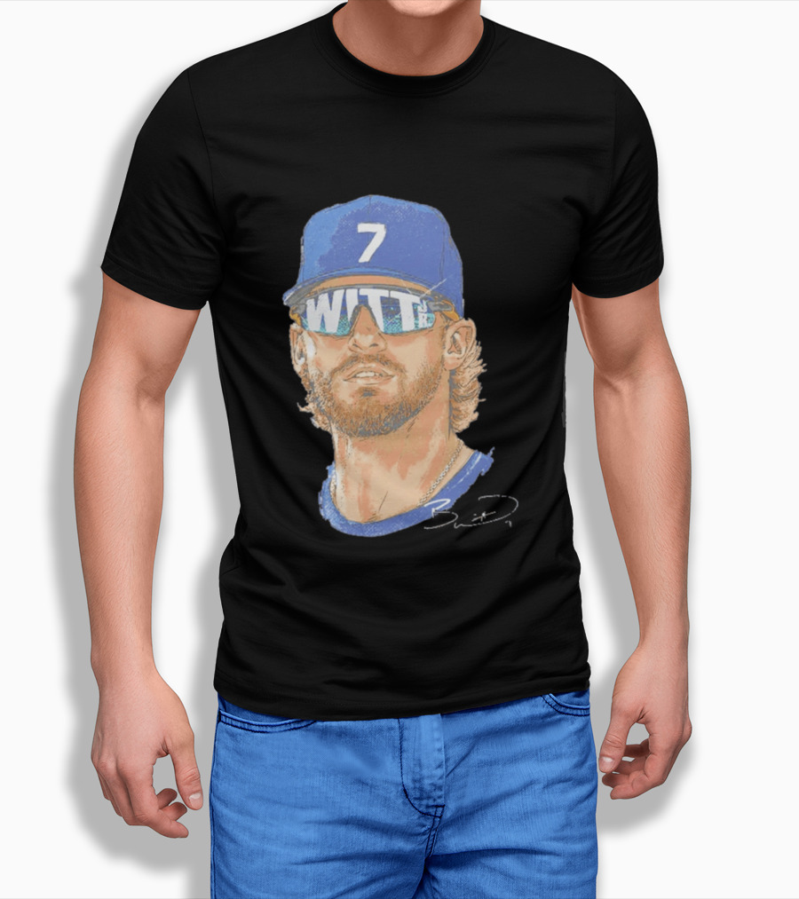 Bobby Witt Jr Kansas City Royals Sunglasses Blue Cap Number 7 T-Shirt