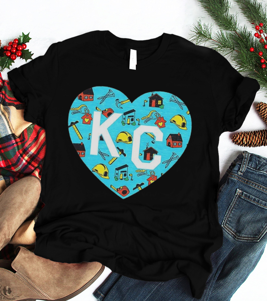 Habitat For Humanity Kansas City KC Heart With Tools And Houses T-Shirt