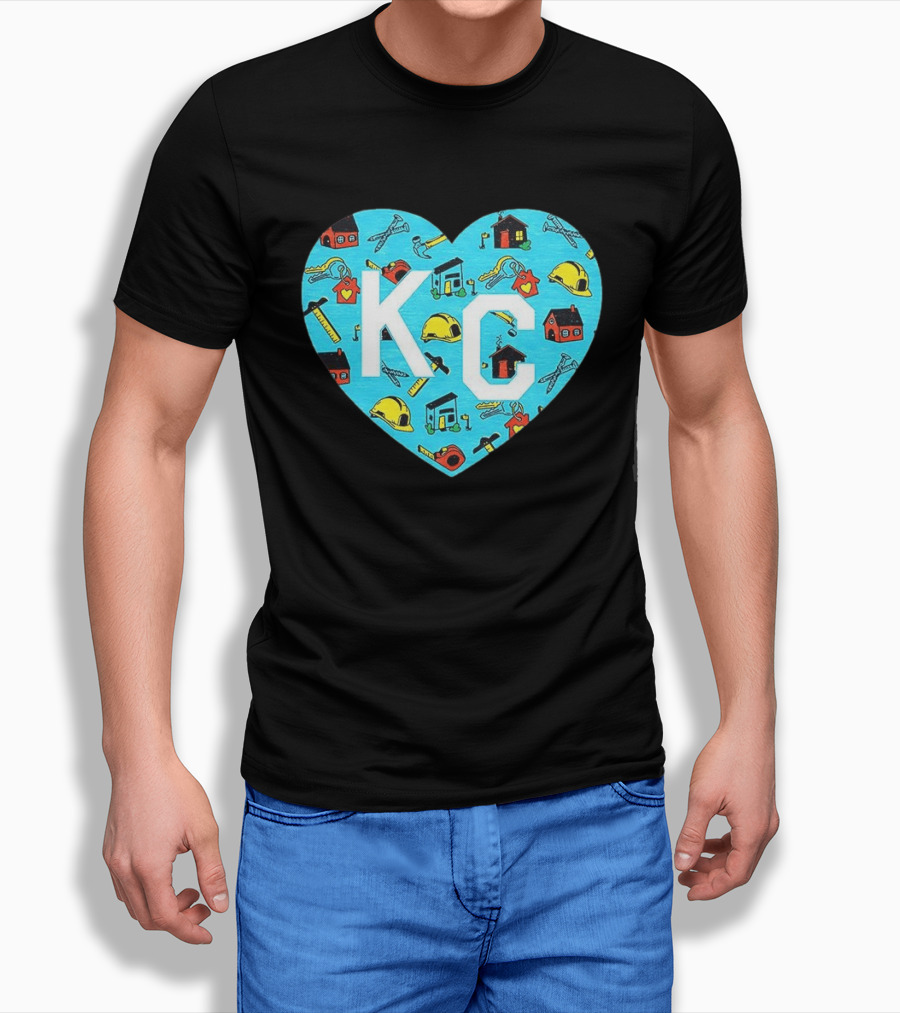 Habitat For Humanity Kansas City KC Heart With Tools And Houses T-Shirt