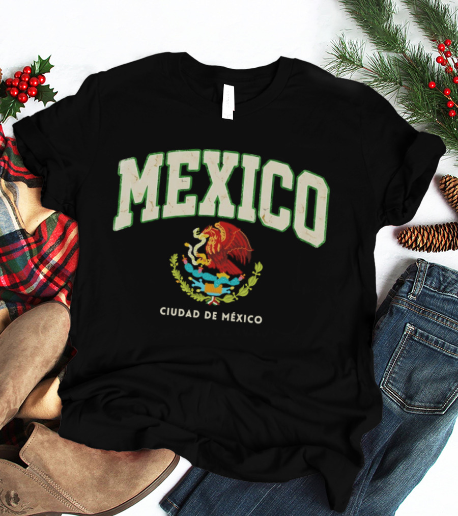 Mexico Ciudad De México 2026 Soccer Emblem With Mexican Coat Of Arms T-Shirt